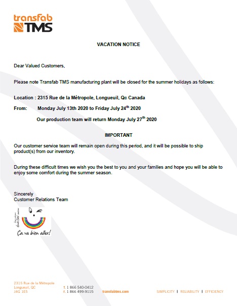 Vacation notice